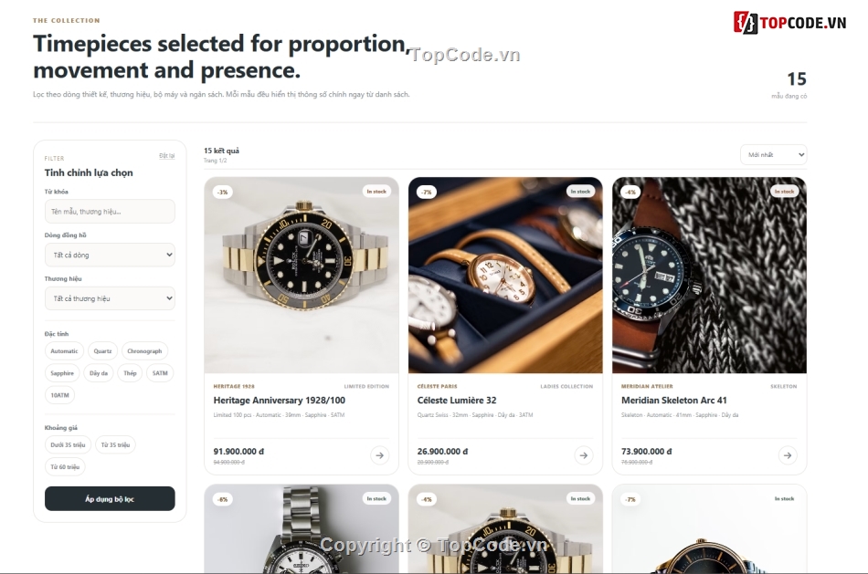 Web đồng hồ,kinh doanh,full báo cáo